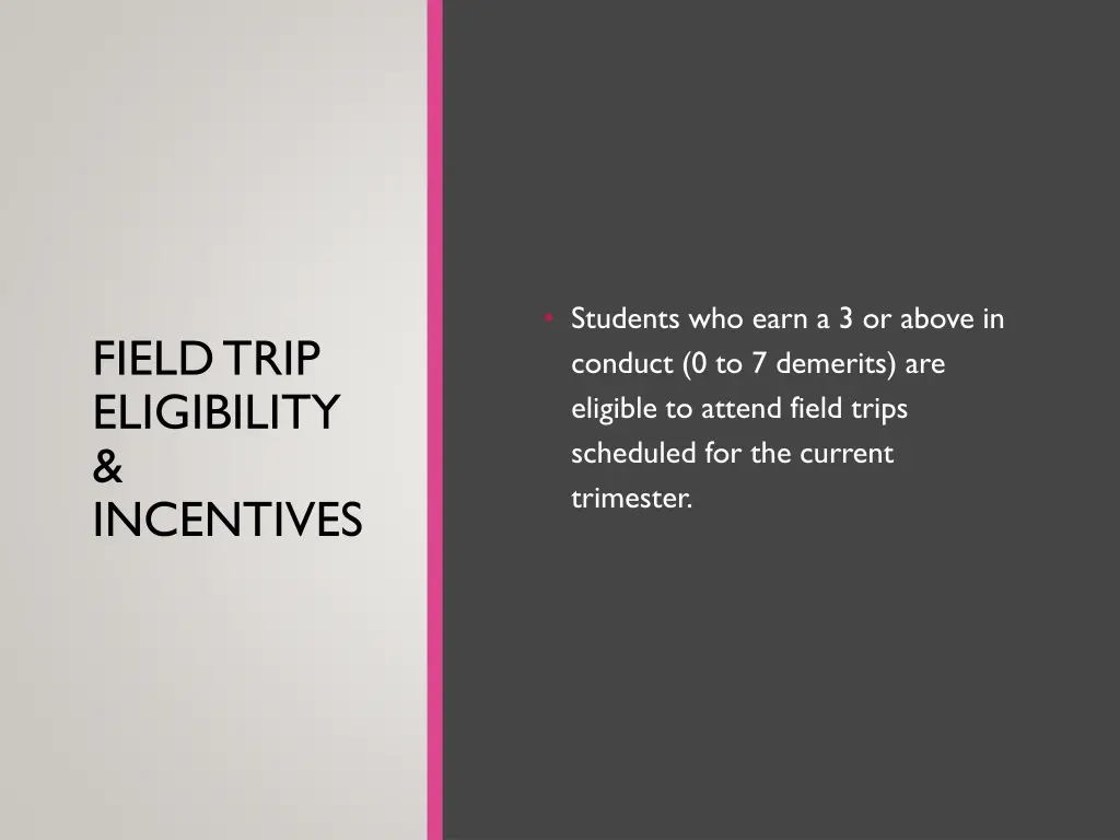 students who earn a 3 or above in conduct