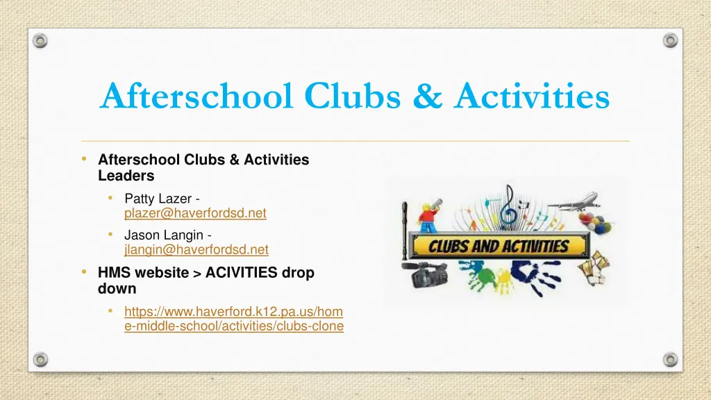 afterschool clubs activities
