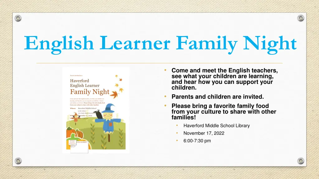 english learner family night