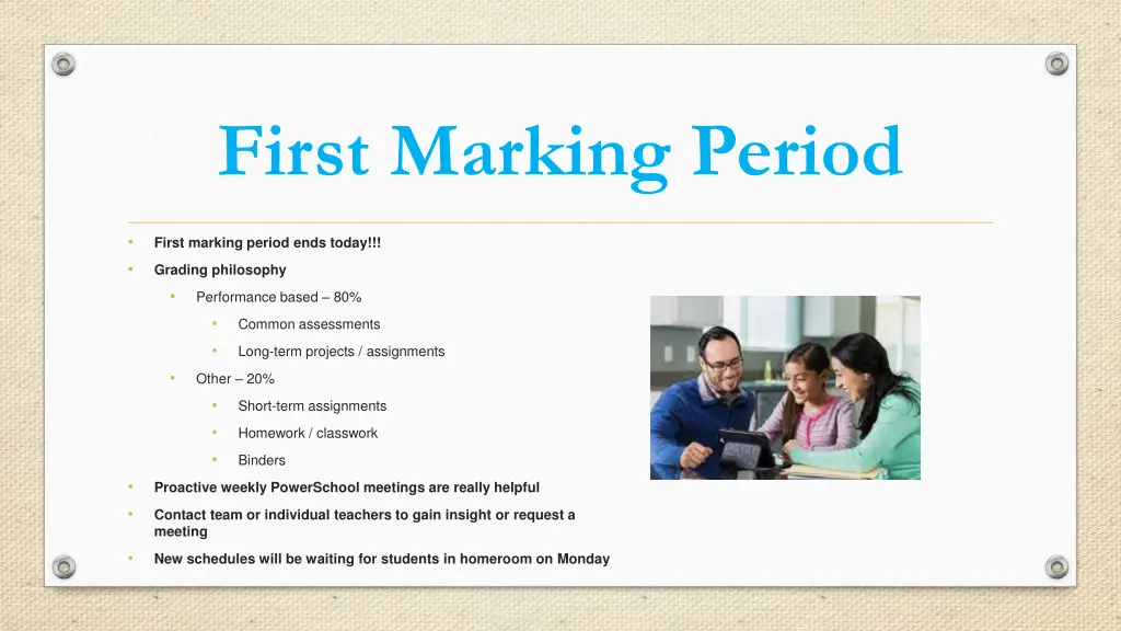 first marking period
