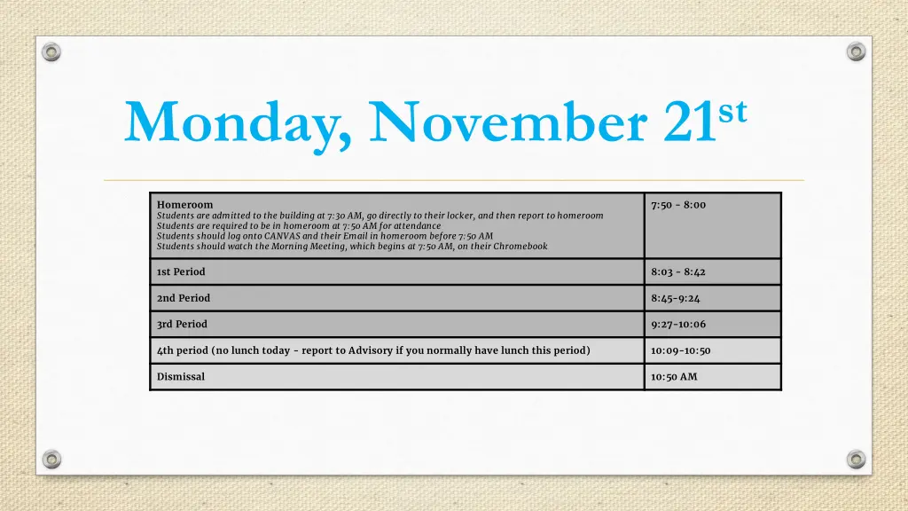 monday november 21 st