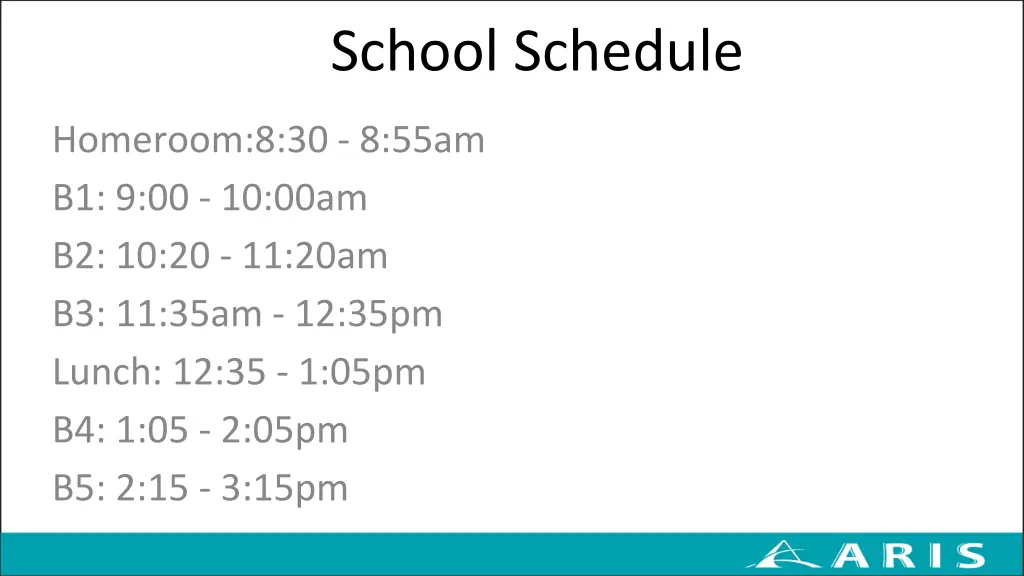 school schedule