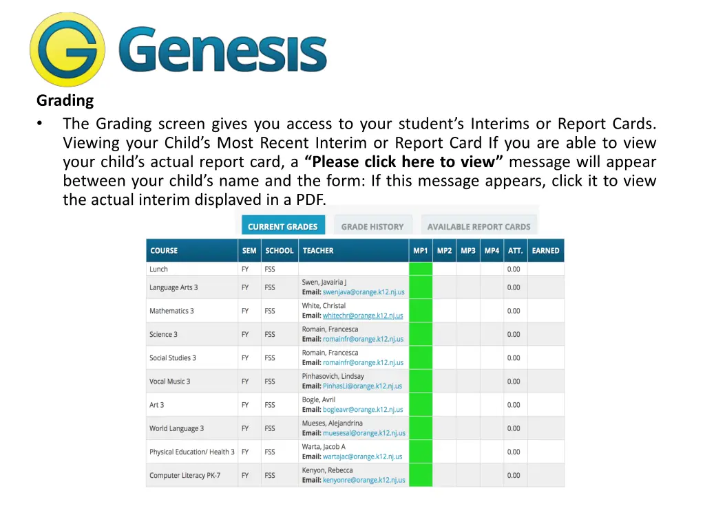 grading the grading screen gives you access