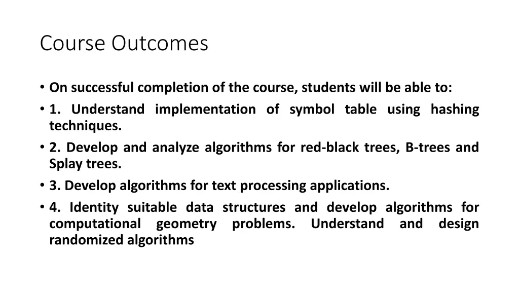 course outcomes