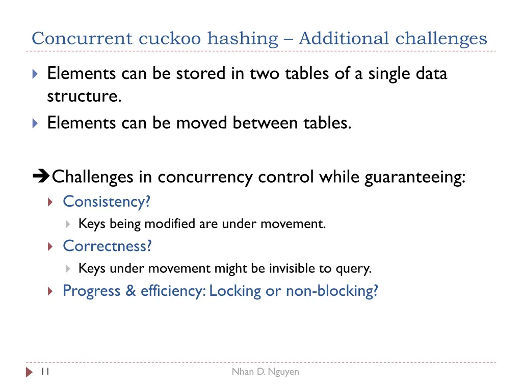 concurrent cuckoo hashing additional challenges