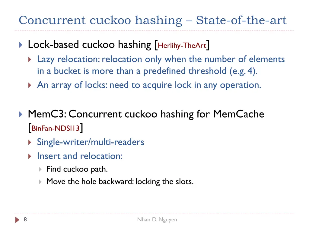 concurrent cuckoo hashing state of the art
