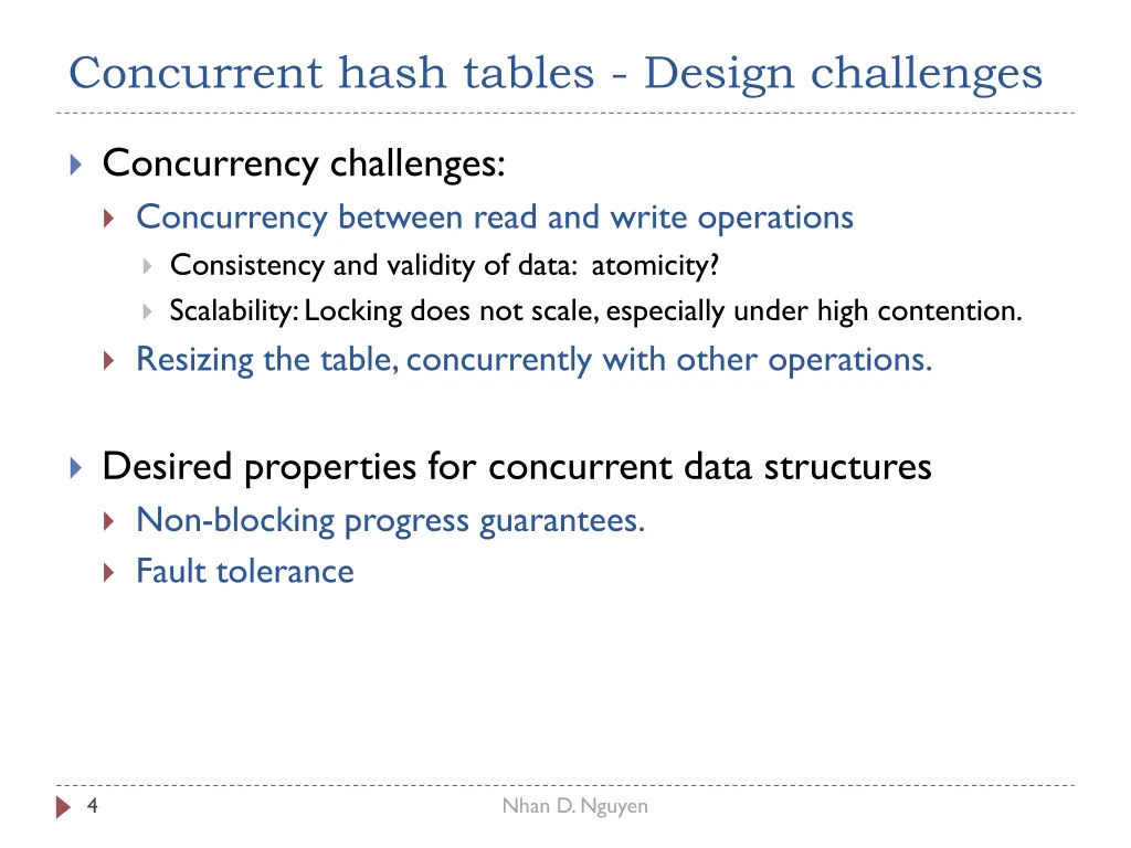concurrent hash tables design challenges