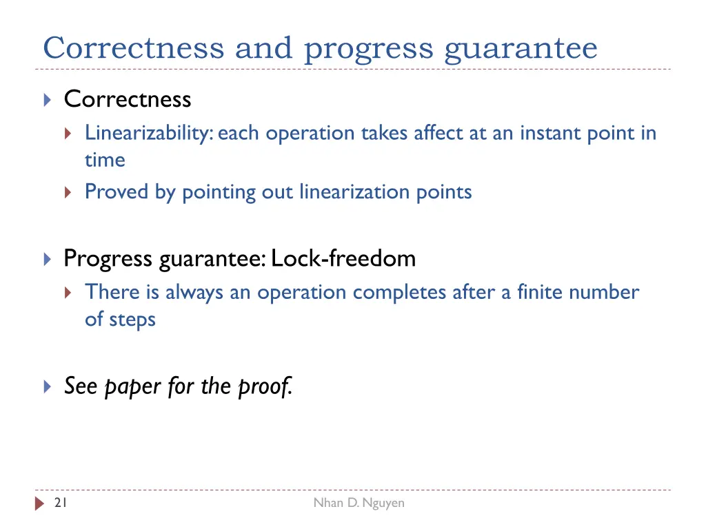 correctness and progress guarantee