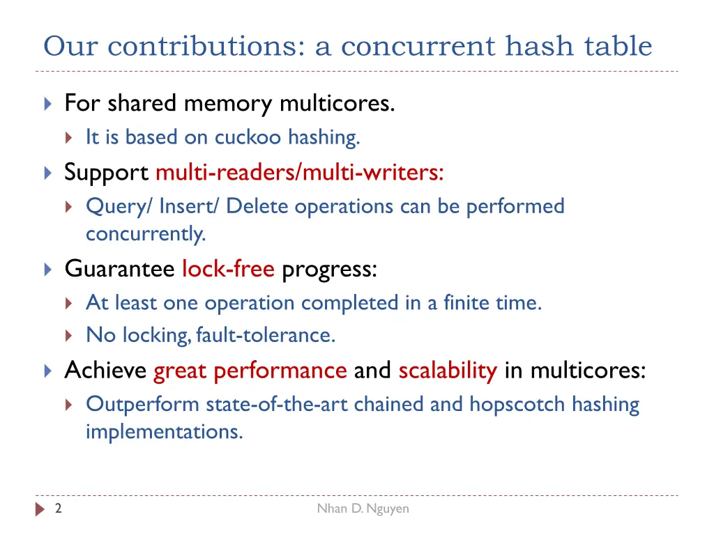 our contributions a concurrent hash table