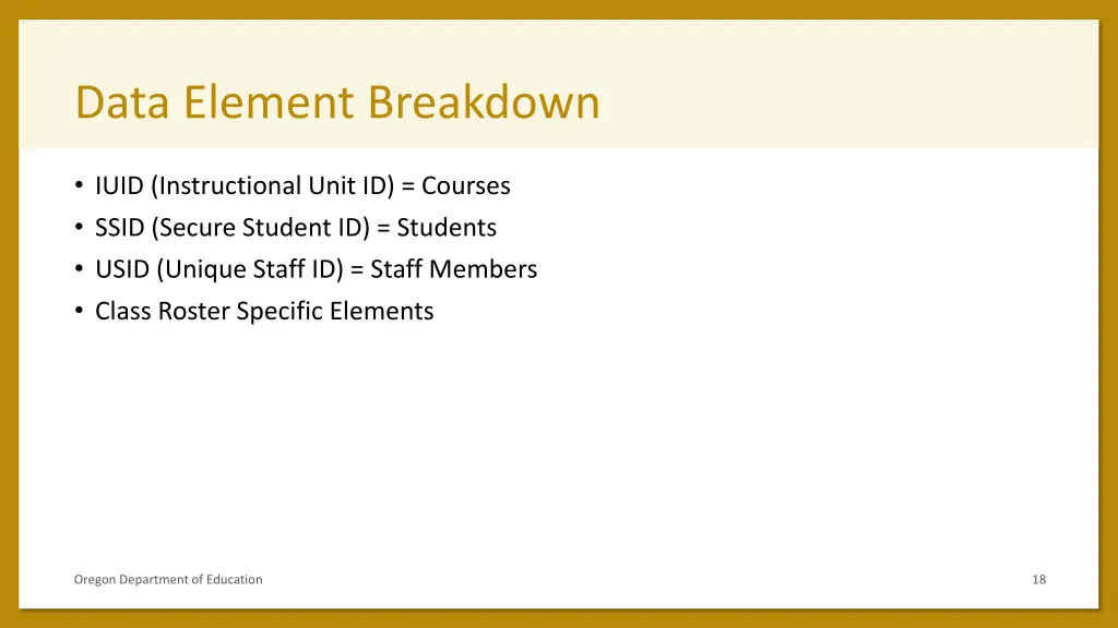 data element breakdown