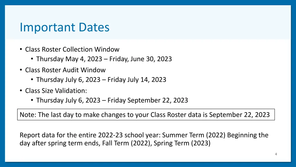 important dates