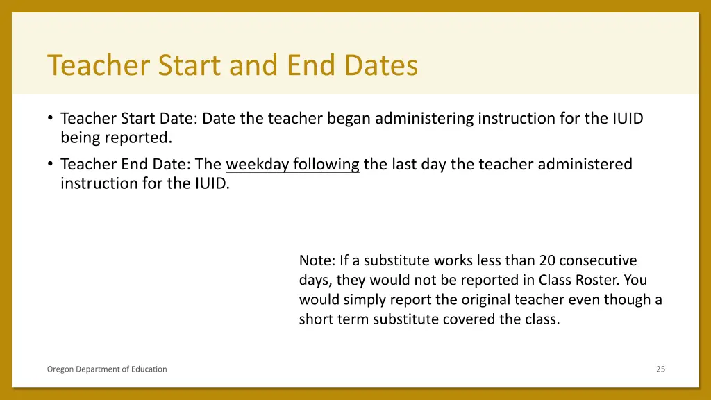 teacher start and end dates