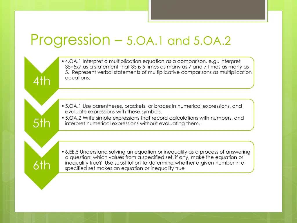progression 5 oa 1 and 5 oa 2
