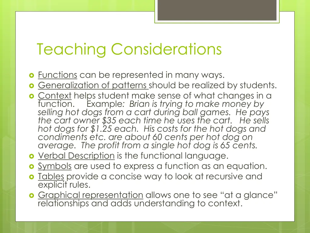 teaching considerations