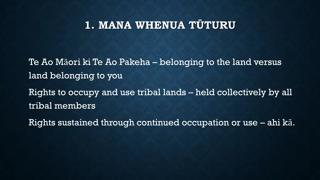 1 mana whenua t turu 1
