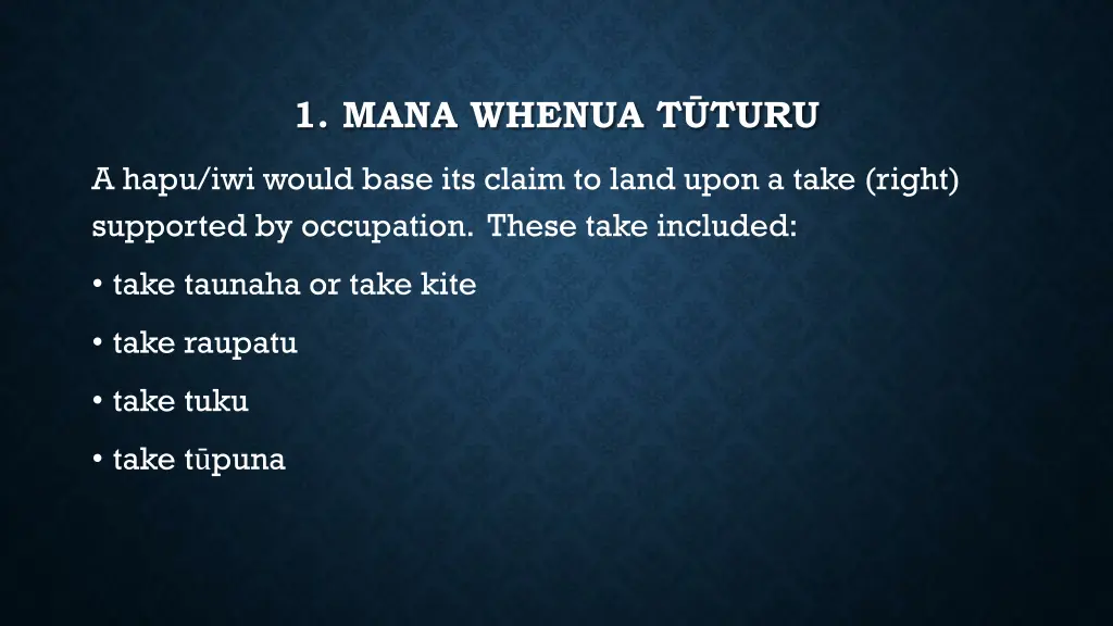 1 mana whenua t turu 2