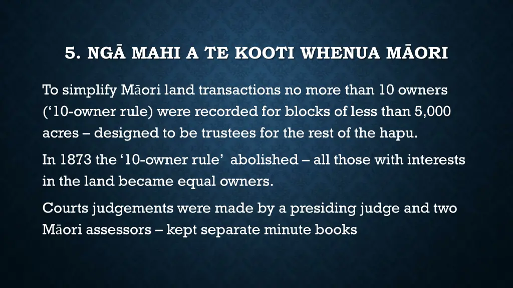 5 ng mahi a te kooti whenua m ori