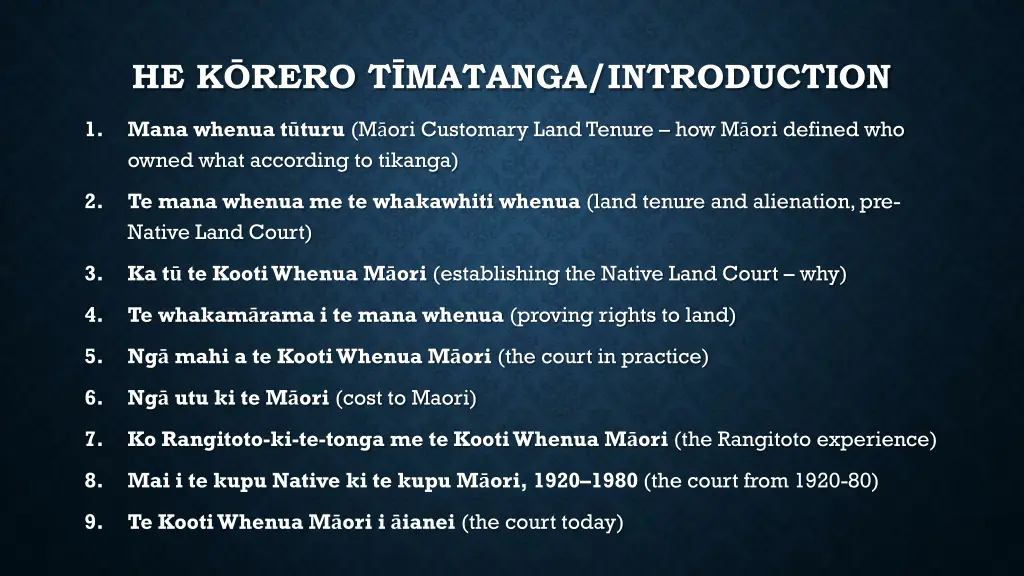 he k rero t matanga introduction