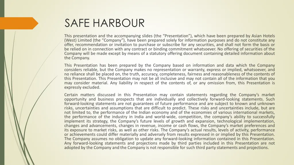 safe harbour