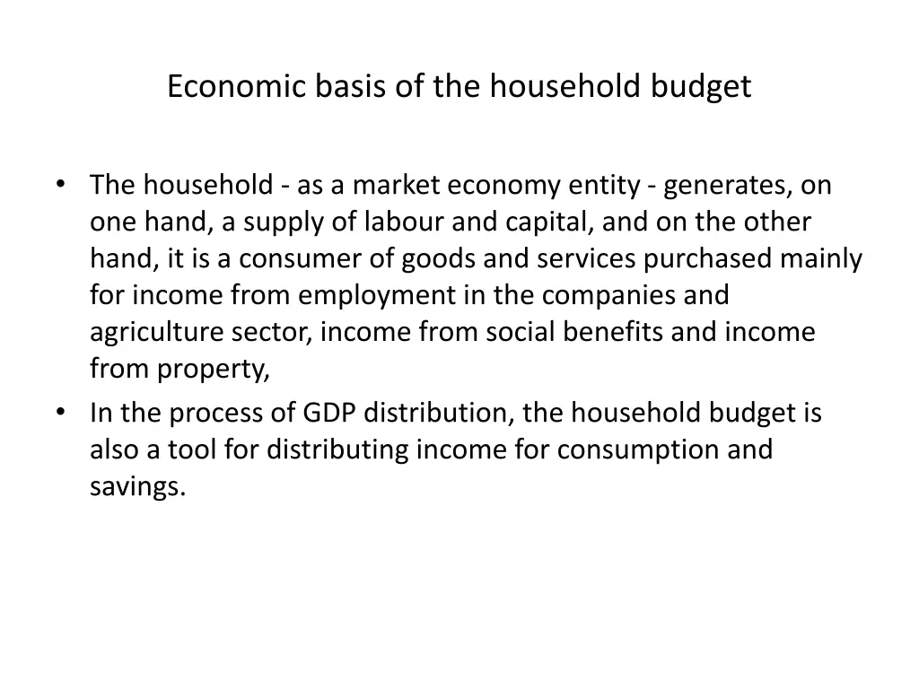 economic basis of the household budget