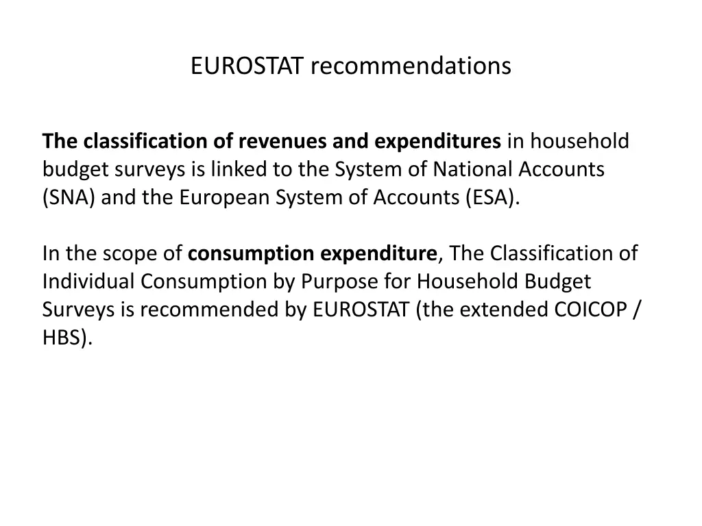 eurostat recommendations