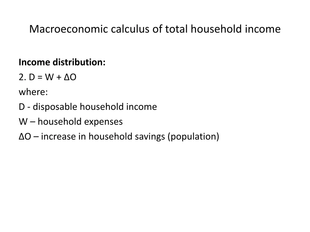 macroeconomic calculus of total household income 1