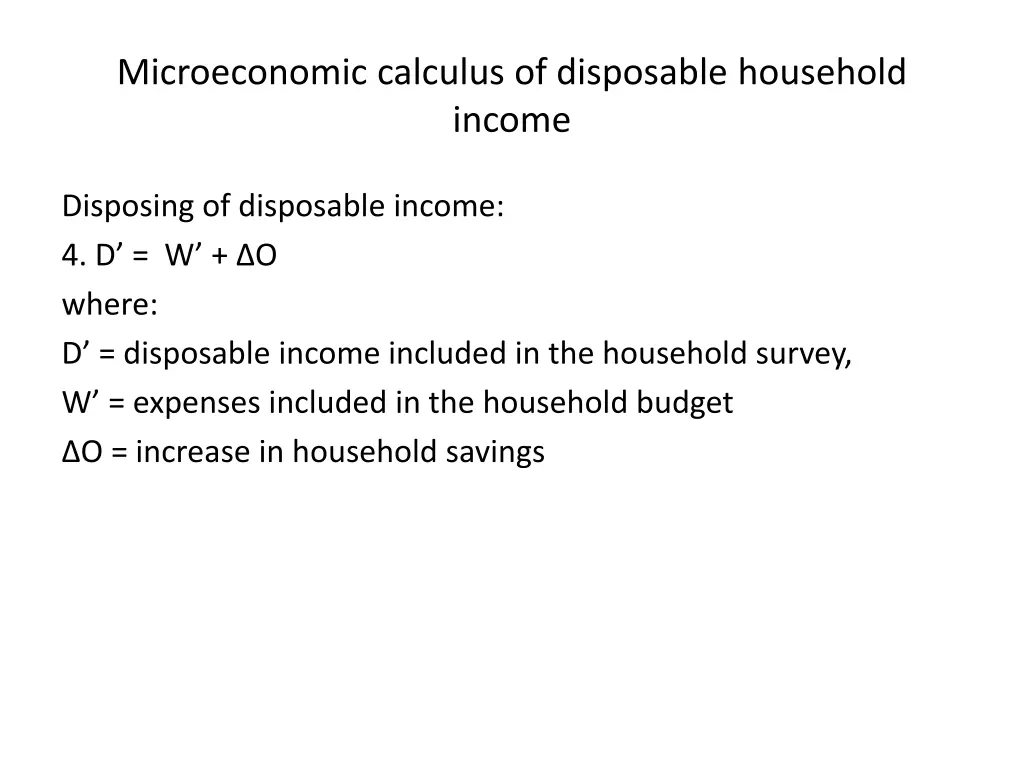 microeconomic calculus of disposable household