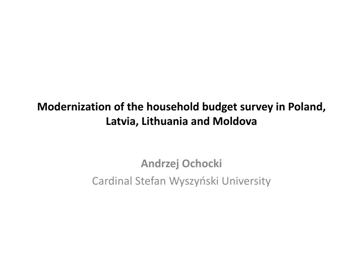 modernization of the household budget survey