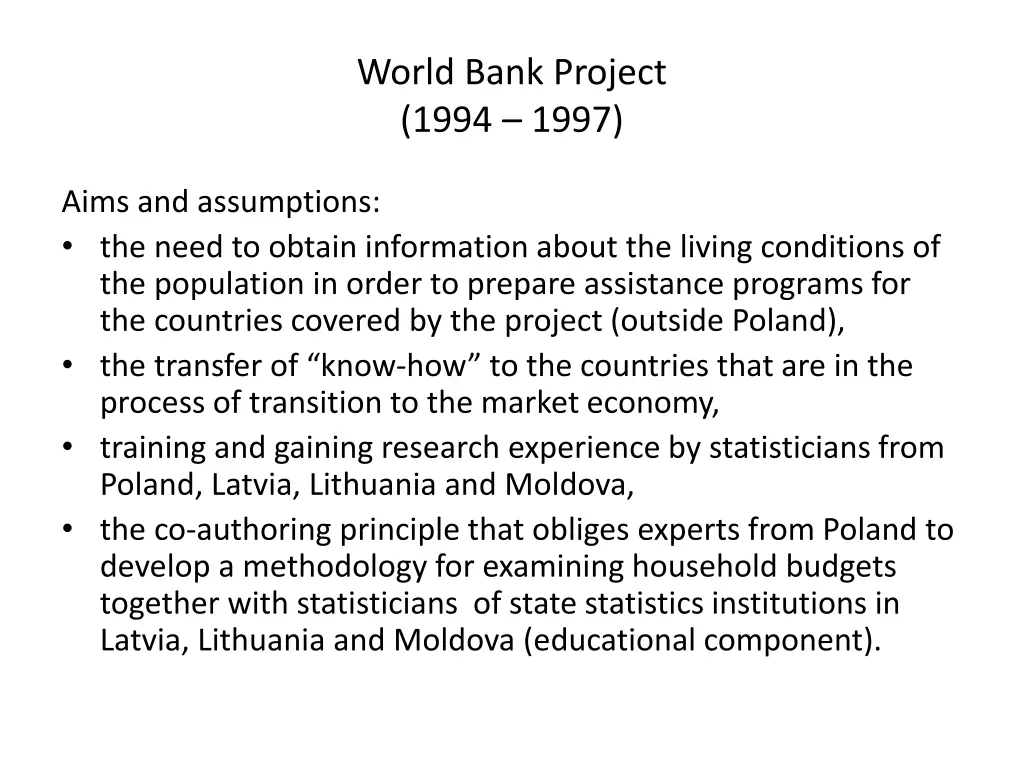 world bank project 1994 1997