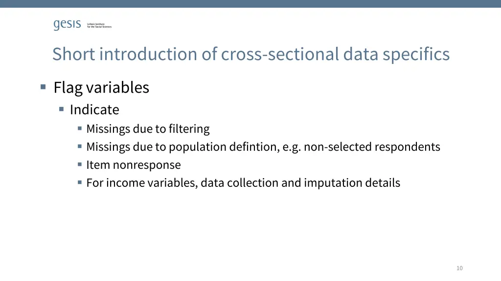 short introduction of cross sectional data 7