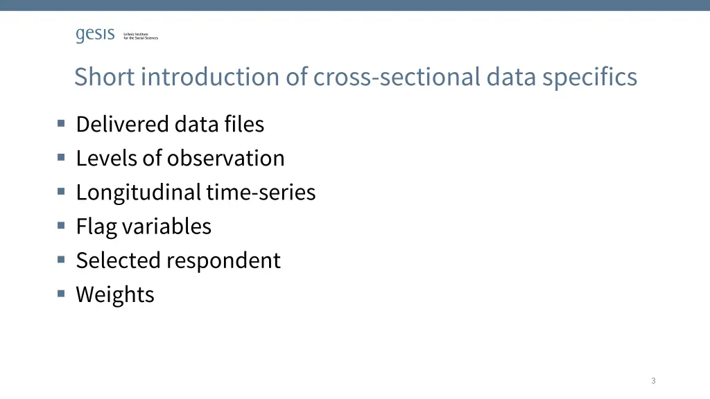 short introduction of cross sectional data