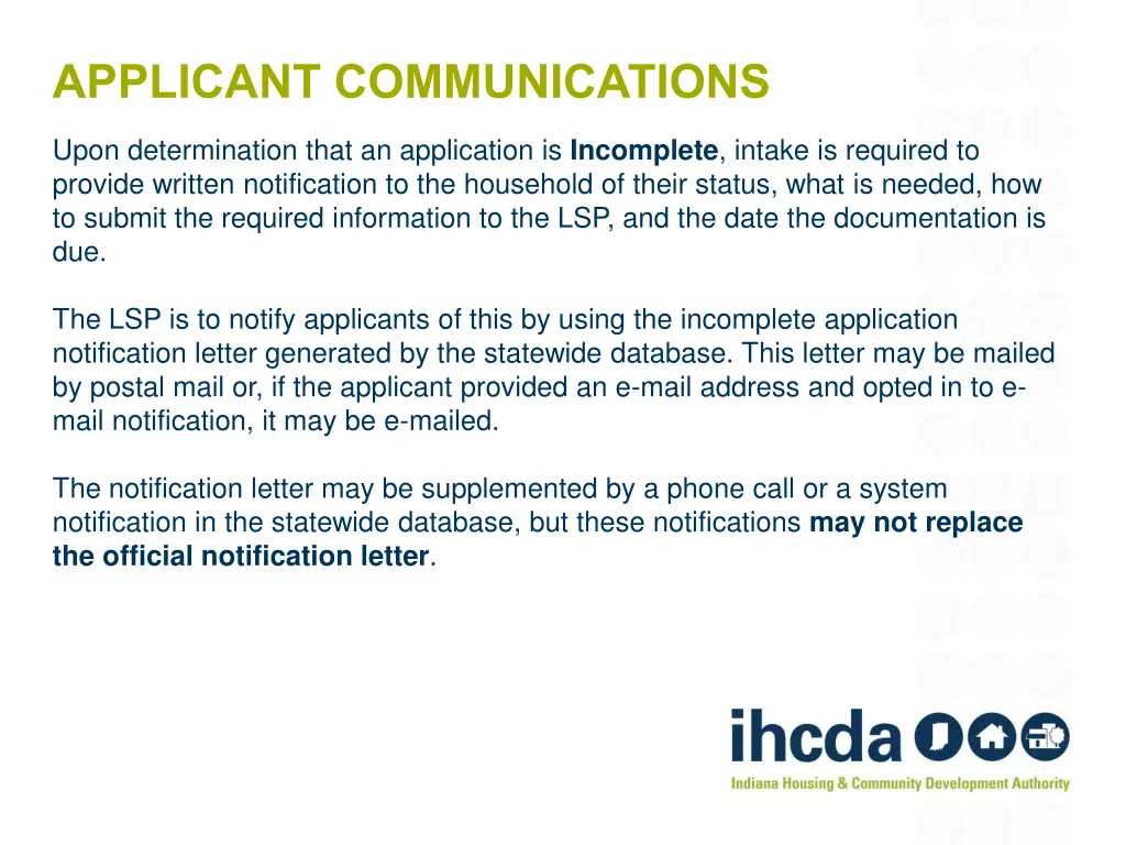 applicant communications