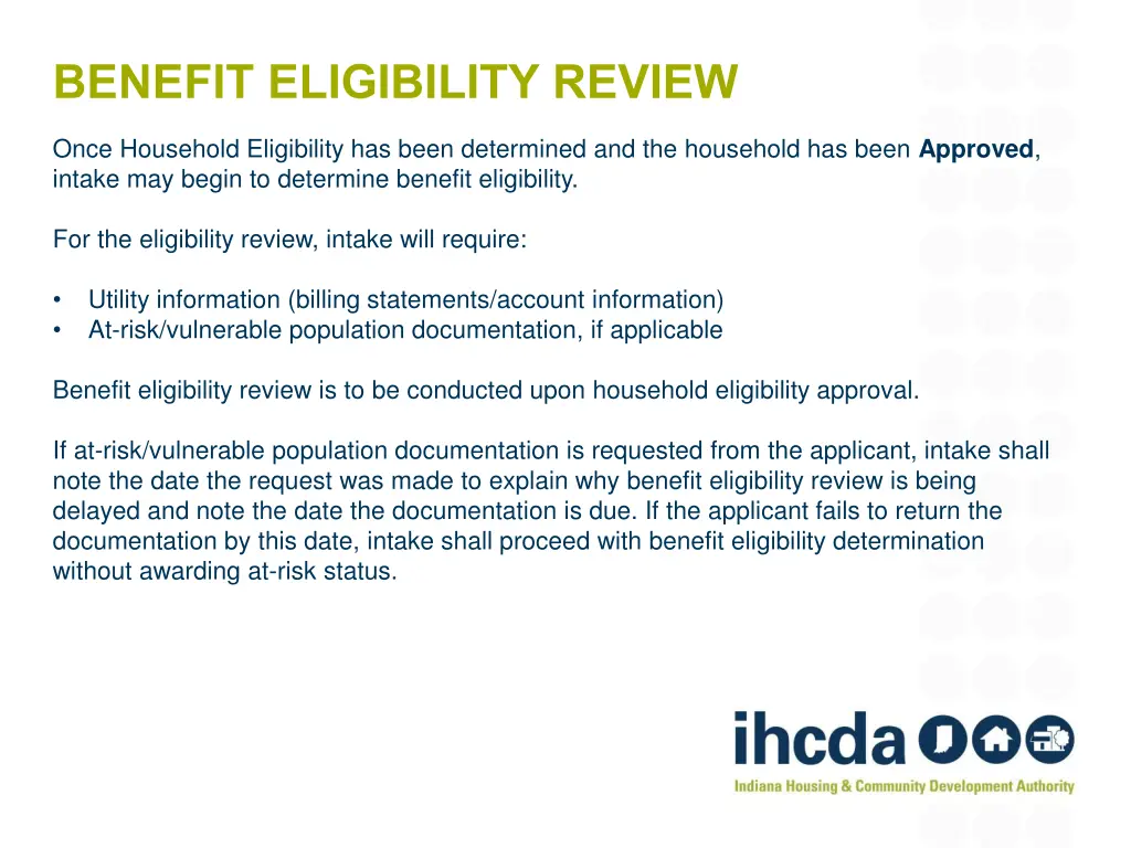 benefit eligibility review