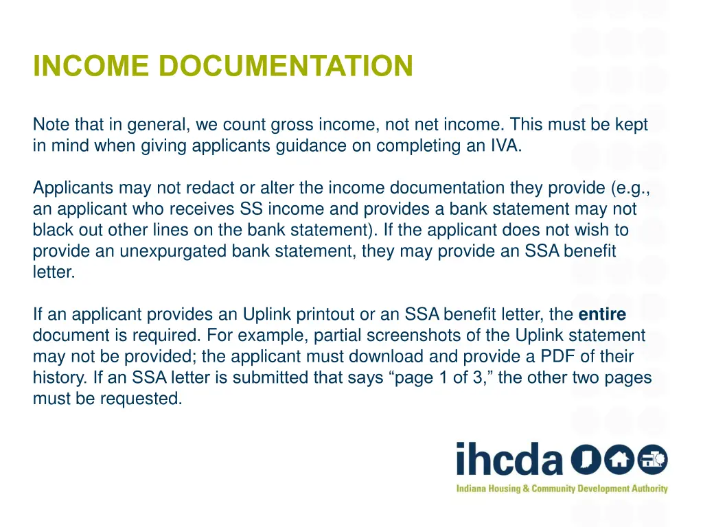 income documentation 1
