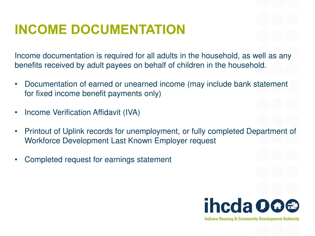 income documentation