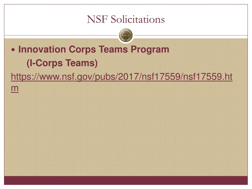 nsf solicitations 1