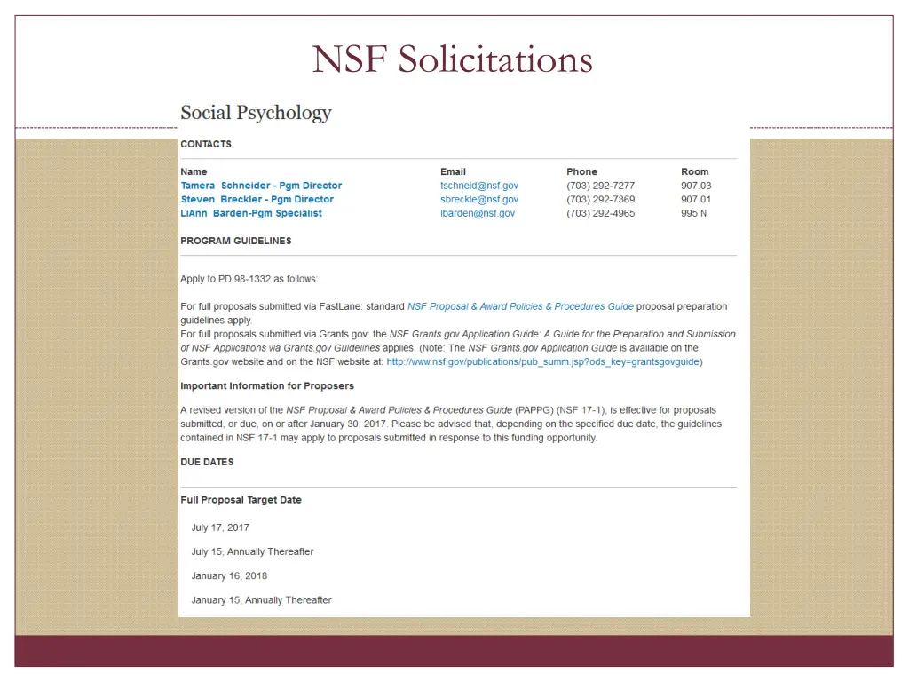 nsf solicitations