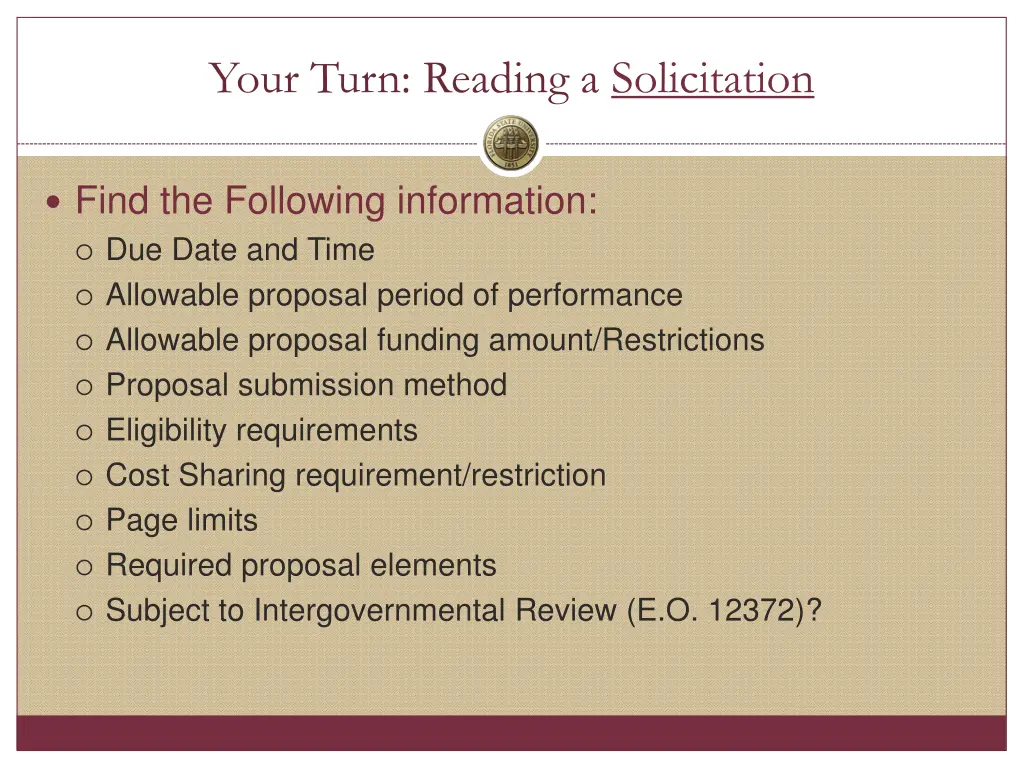 your turn reading a solicitation