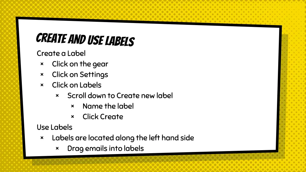 create a label click on the gear click