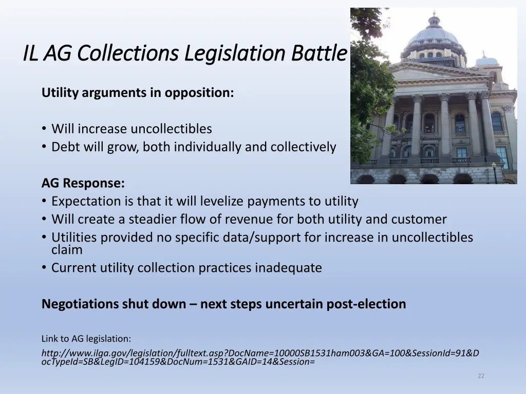il ag collections legislation battle