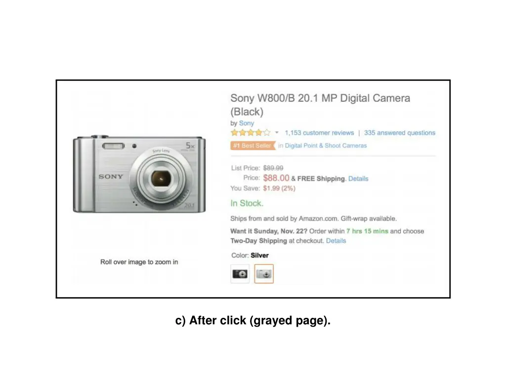 c after click grayed page