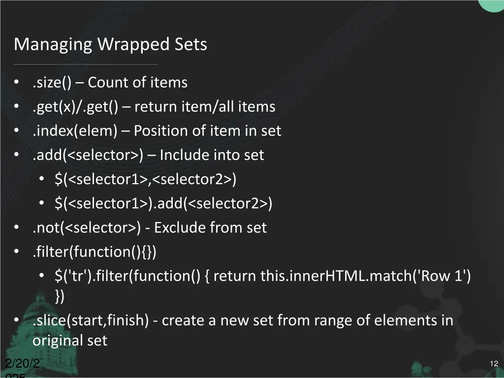 managing wrapped sets