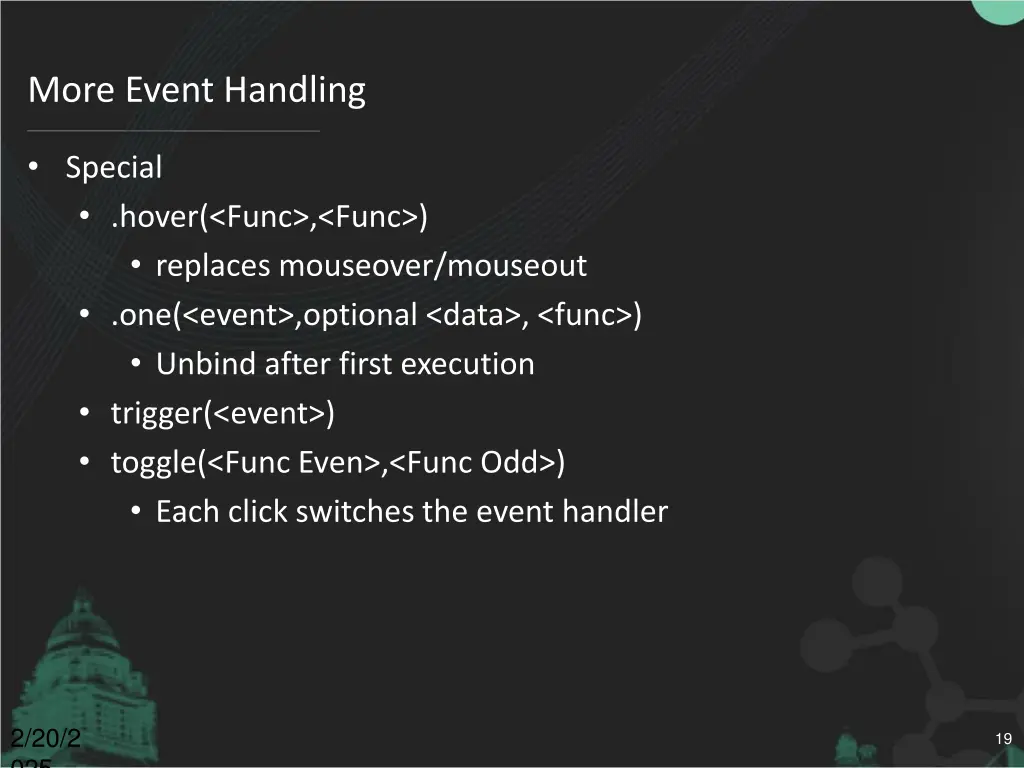 more event handling