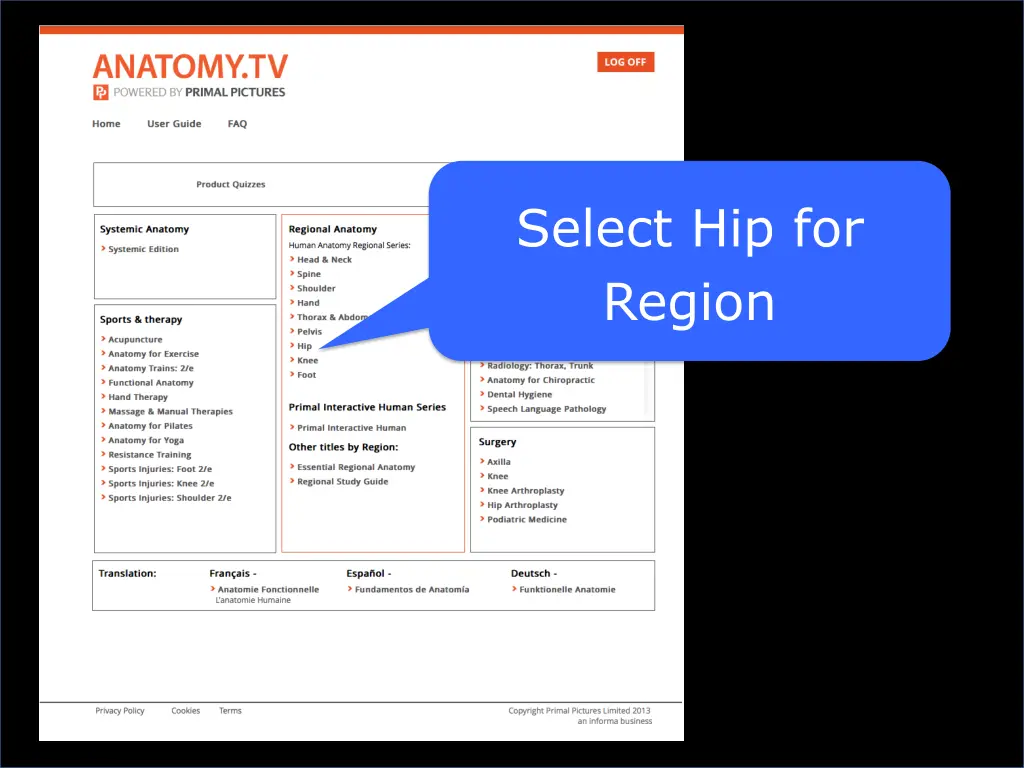 select hip for region