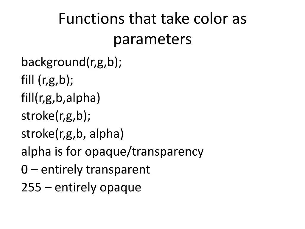 functions that take color as parameters