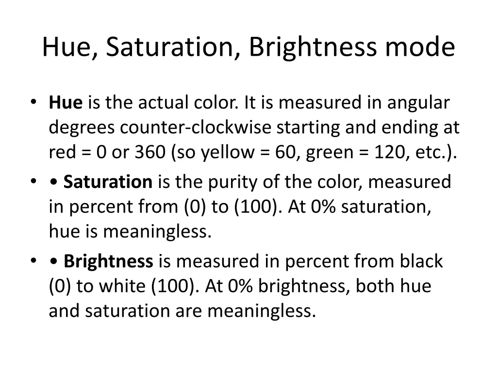 hue saturation brightness mode