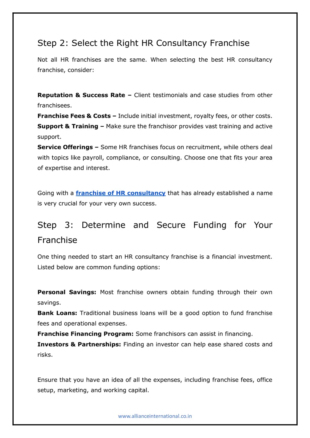 step 2 select the right hr consultancy franchise