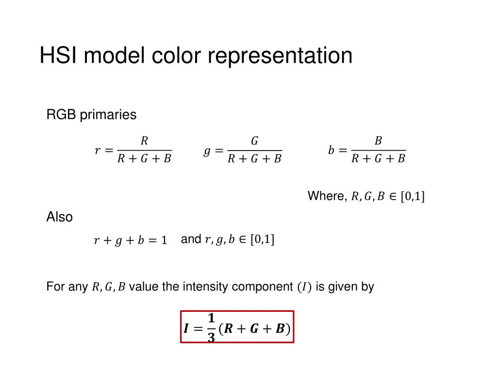 hsi model color representation