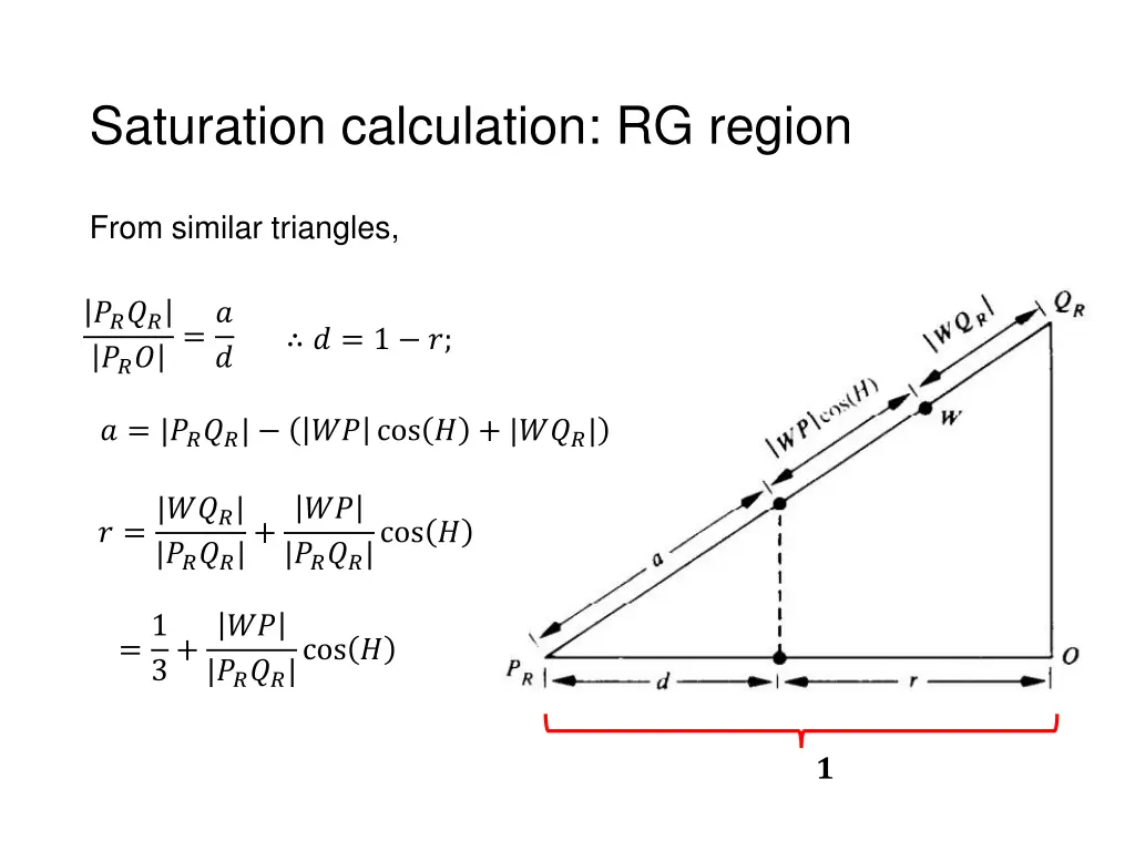 saturation calculation rg region 1