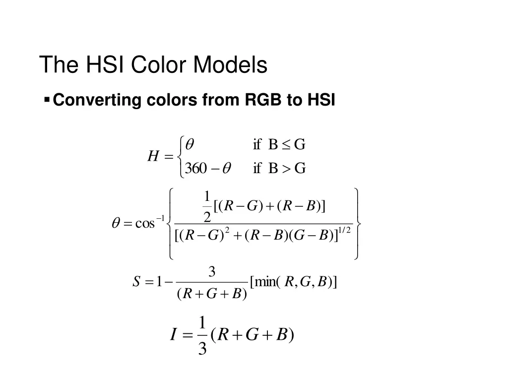 the hsi color models